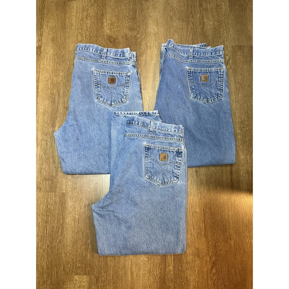 Carhartt B17-DST Men's Jeans Lot of 3 46x32 Relaxed Fit Blue Denim Workwear